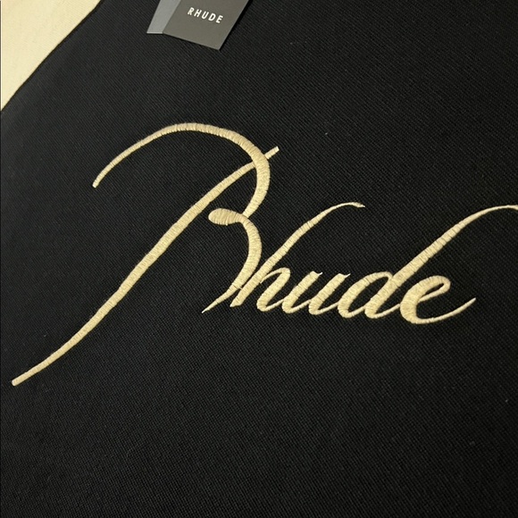 Rhude Black & Off-White Piqué Raglan T-Shirt - Picture 9 of 13